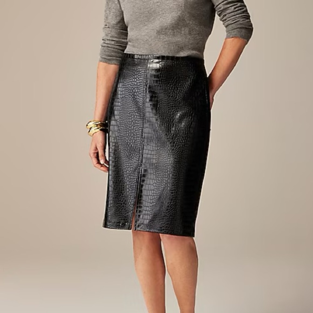 J Crew Croc Embossed Pencil Skirt (6)